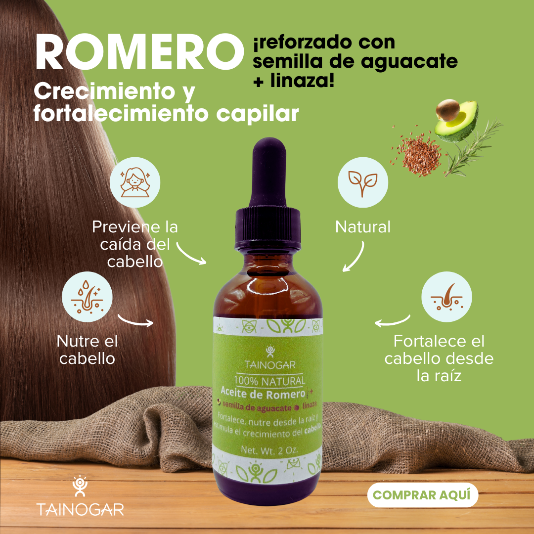 Aceite de Romero para el cabello + Semilla de Aguacate + Linaza